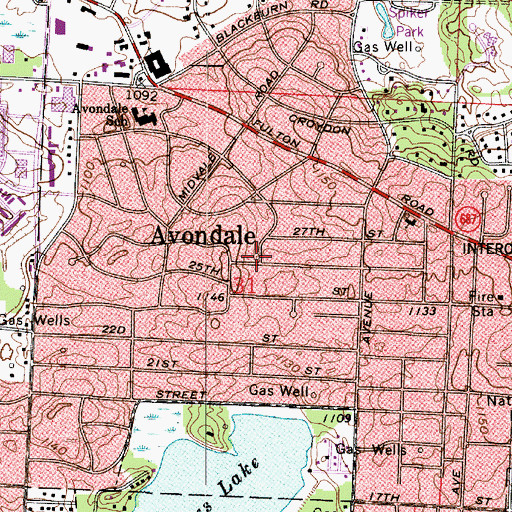 Topographic Map of Avondale, OH