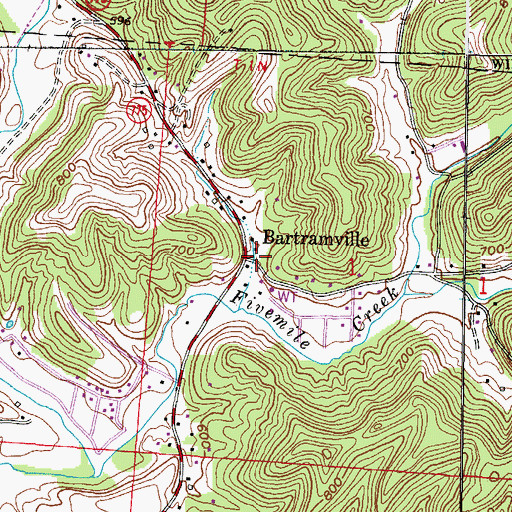 Topographic Map of Bartramville, OH