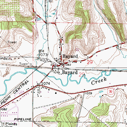 Topographic Map of Bayard, OH