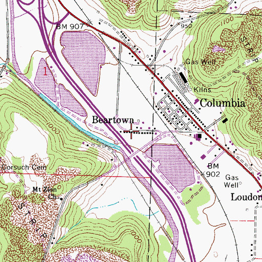 Topographic Map of Beartown, OH