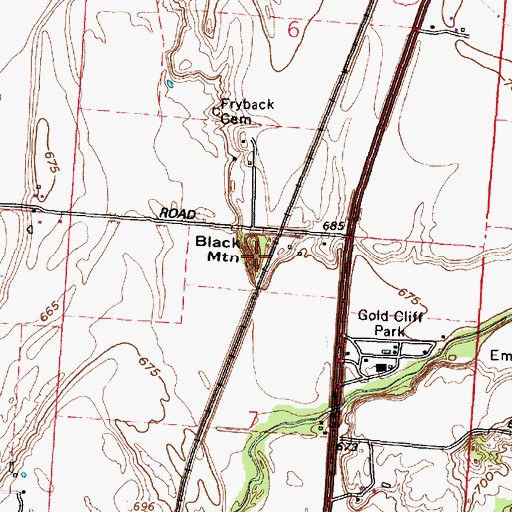 Topographic Map of Black Mountain, OH