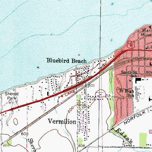 Topographic Map of Bluebird Beach, OH