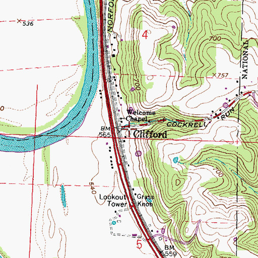 Topographic Map of Clifford, OH
