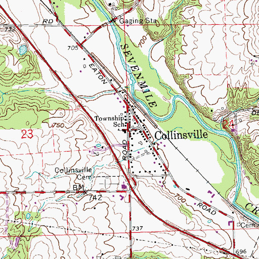 Topographic Map of Collinsville, OH