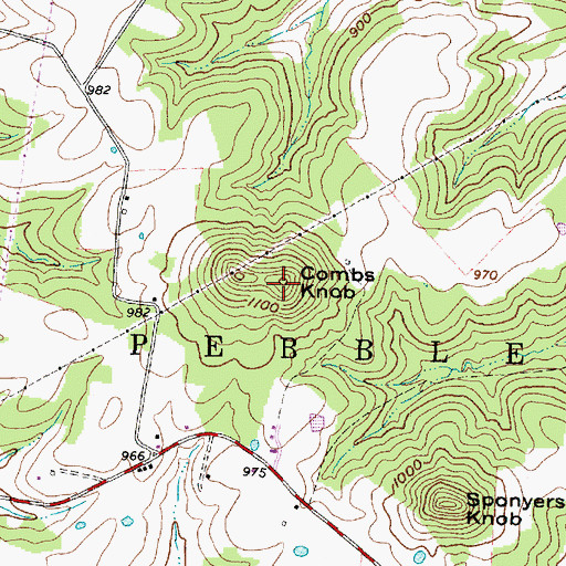 Topographic Map of Combs Knob, OH
