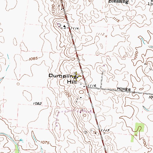 Topographic Map of Dumpling Hill, OH