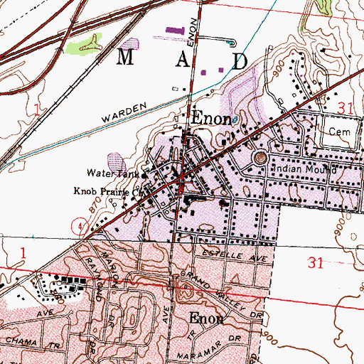 Topographic Map of Enon, OH