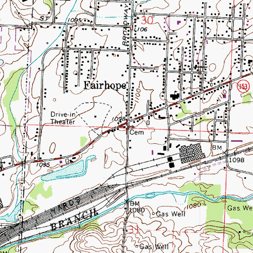 Topographic Map of Fairhope, OH