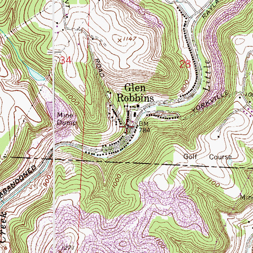 Topographic Map of Glen Robbins, OH