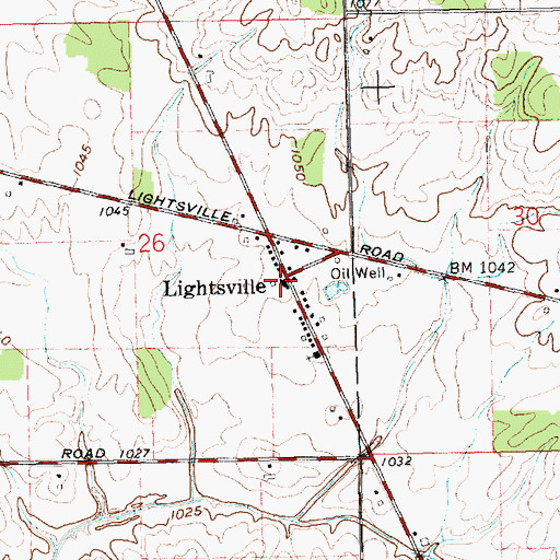 Topographic Map of Lightsville, OH