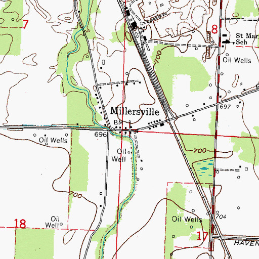 Topographic Map of Millersville, OH