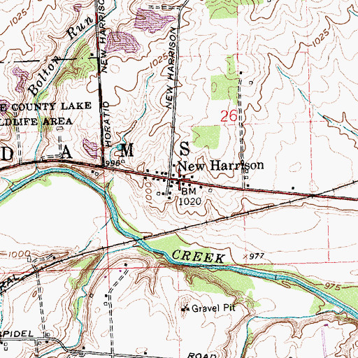 Topographic Map of New Harrison, OH