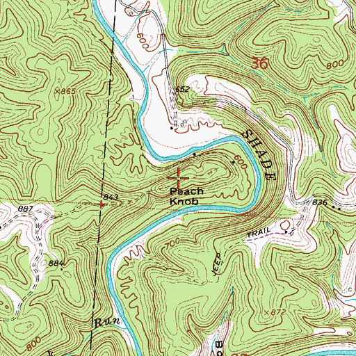 Topographic Map of Peach Knob, OH