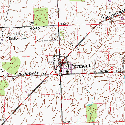 Topographic Map of Pyrmont, OH