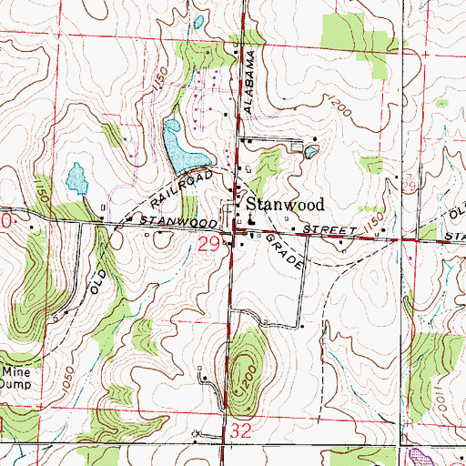 Topographic Map of Stanwood, OH