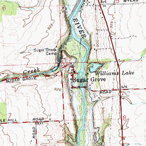 Topographic Map of Sugar Grove, OH