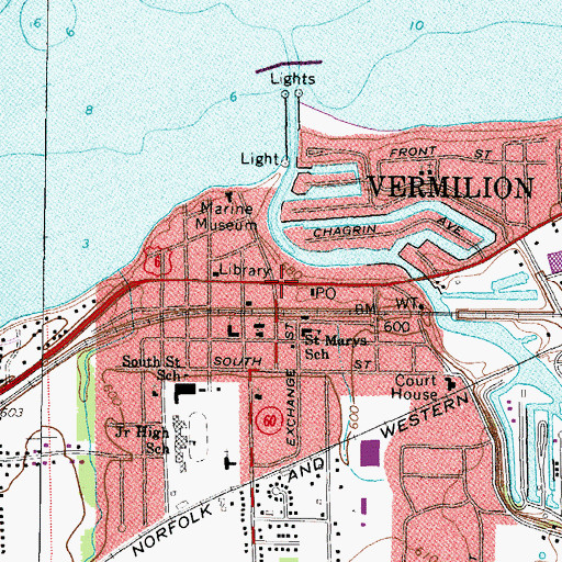 Topographic Map of Vermilion, OH