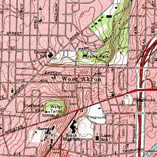 Topographic Map of West Akron, OH