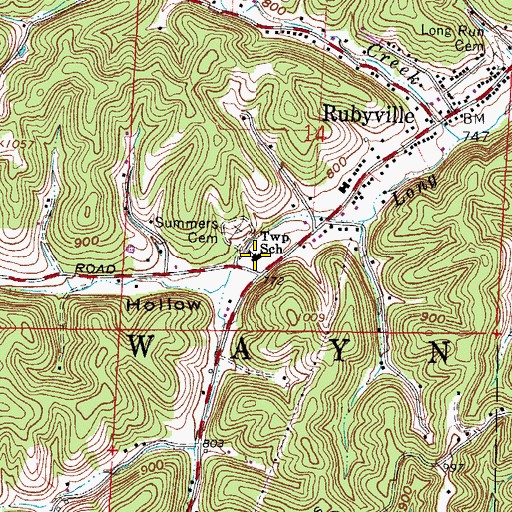 Topographic Map of Rubyville Elementary School, OH
