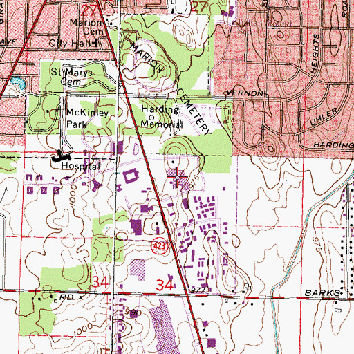 Topographic Map of Med-Center Hospital (historical), OH