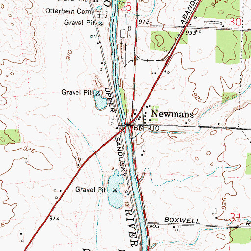 Topographic Map of Newman Bridge, OH