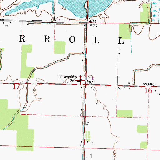 Topographic Map of Carroll Township School, OH
