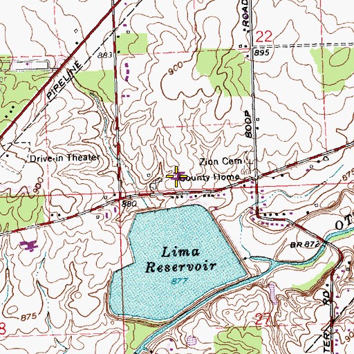 Topographic Map of Interchange 130, OH