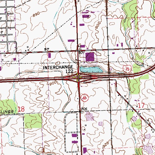 Topographic Map of Interchange 122, OH
