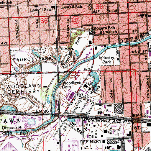 Topographic Map of Collett Street Park, OH