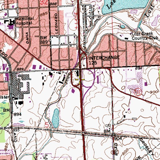 Topographic Map of Interchange 125, OH