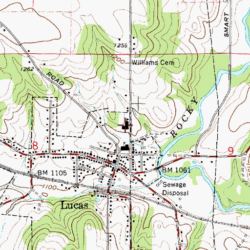 Topographic Map of Lucas High School, OH