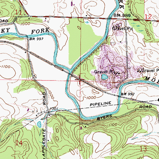 Topographic Map of Melco, OH
