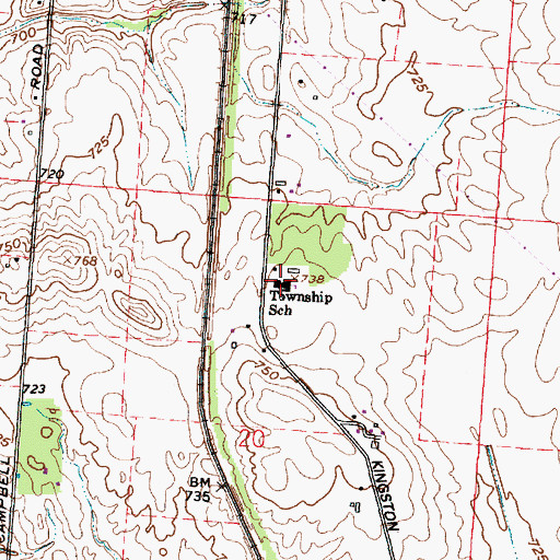 Topographic Map of Pickaway Elementary School, OH