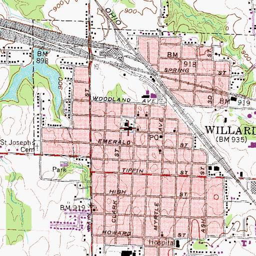 Topographic Map of Willard Elementary School, OH