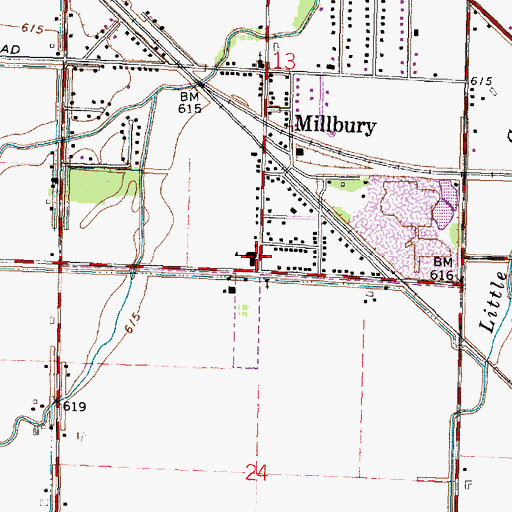 Topographic Map of Millbury Elementary School, OH