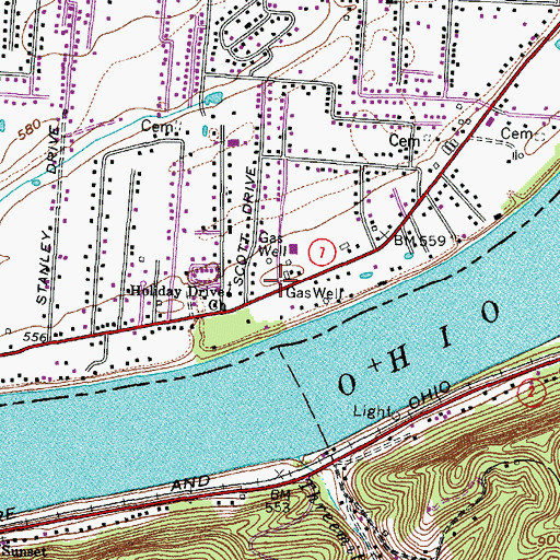 Topographic Map of Guthrie, OH