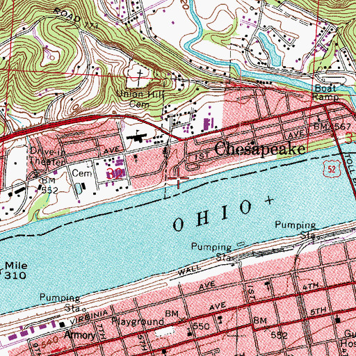 Topographic Map of Crawfords Landing, OH