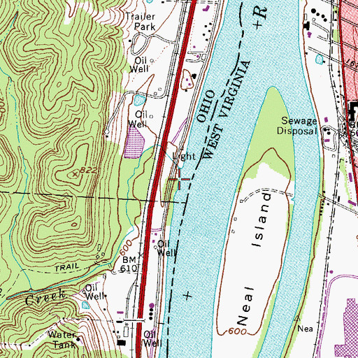 Topographic Map of Mulligans Landing, OH