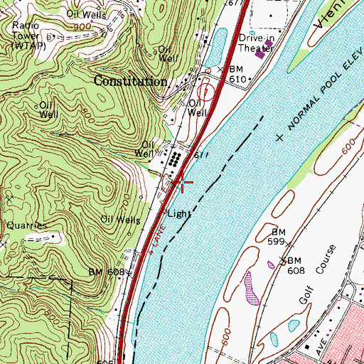 Topographic Map of Cutters Landing, OH