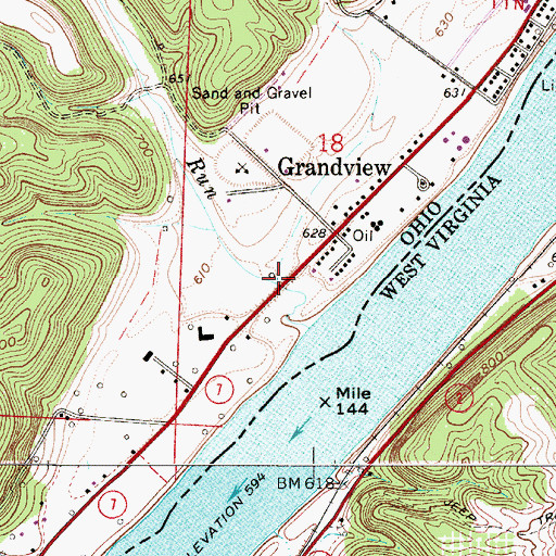 Topographic Map of Grandview Run, OH
