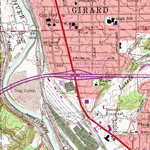 Topographic Map of Interchange 227, OH