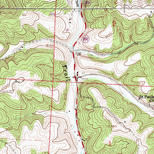 Topographic Map of Trail Run (historical), OH