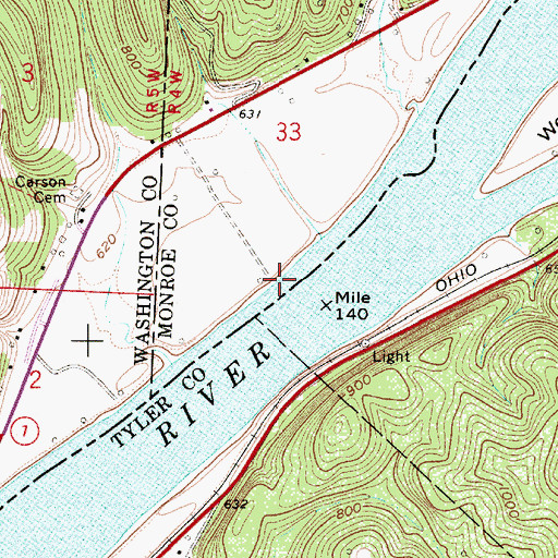 Topographic Map of Bradfield Landing, OH