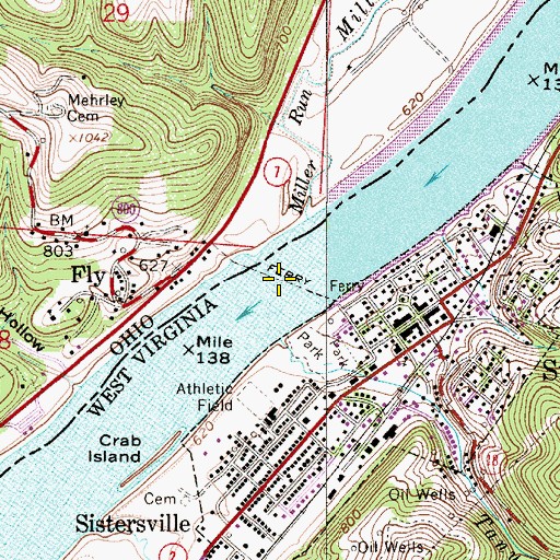 Topographic Map of Fly Ferry, OH