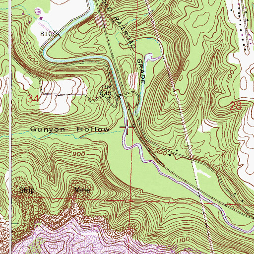 Topographic Map of Gungeon Hollow Run, OH