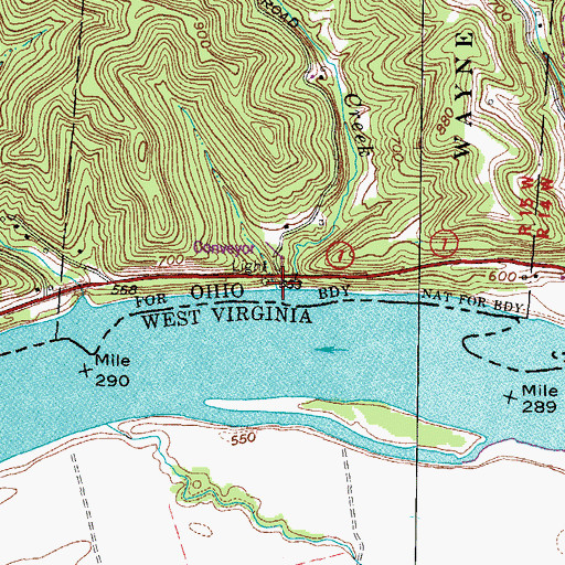 Topographic Map of Little Double Creek, OH