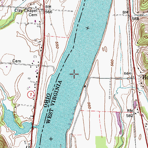 Topographic Map of Lock and Dam Number 26 (historical), OH