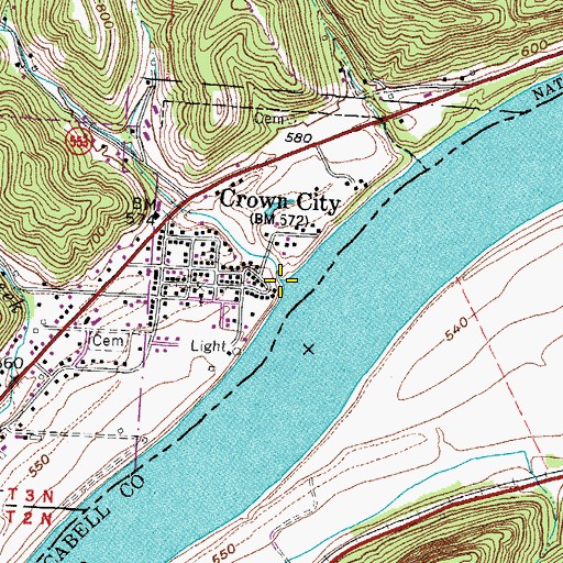 Topographic Map of Simms Run, OH