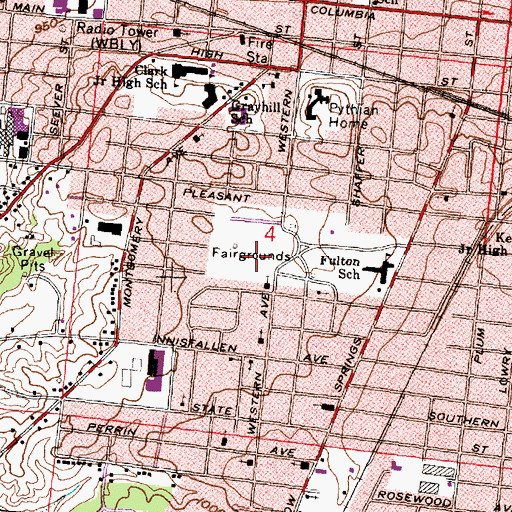Topographic Map of Davey Moore Park, OH