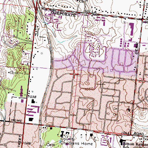 Topographic Map of Greenlawn Village, OH